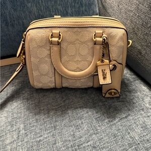 Coach Ruby Satchel 18 In Ivory Signature Textile Jacquard